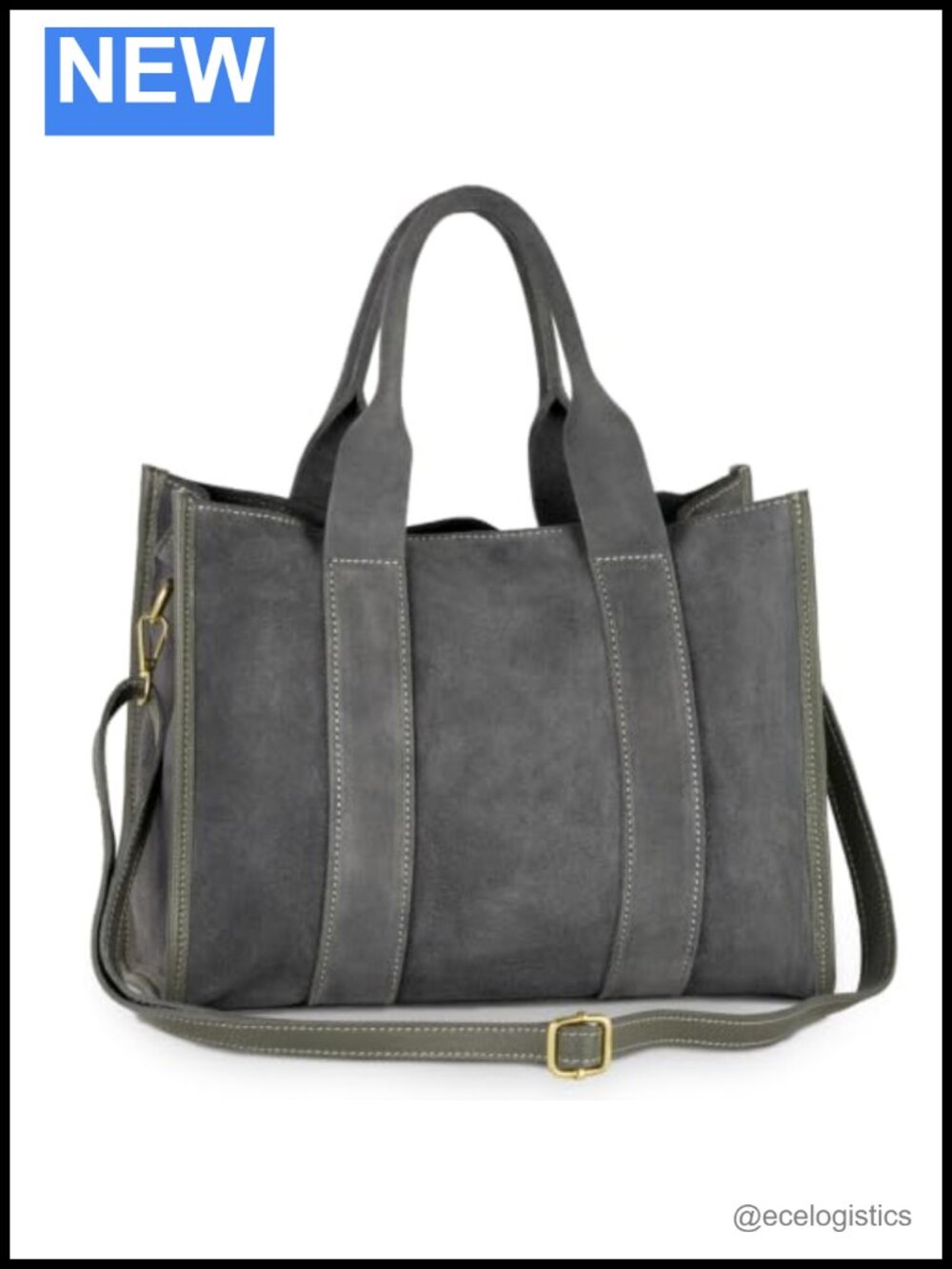 Genuine Suede Tote for Women, Handcrafted in Italy, Leather Trim, Adjustable